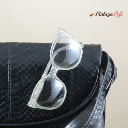 Borsa pitone morbida e occhiale Papillon con brillantini vintage